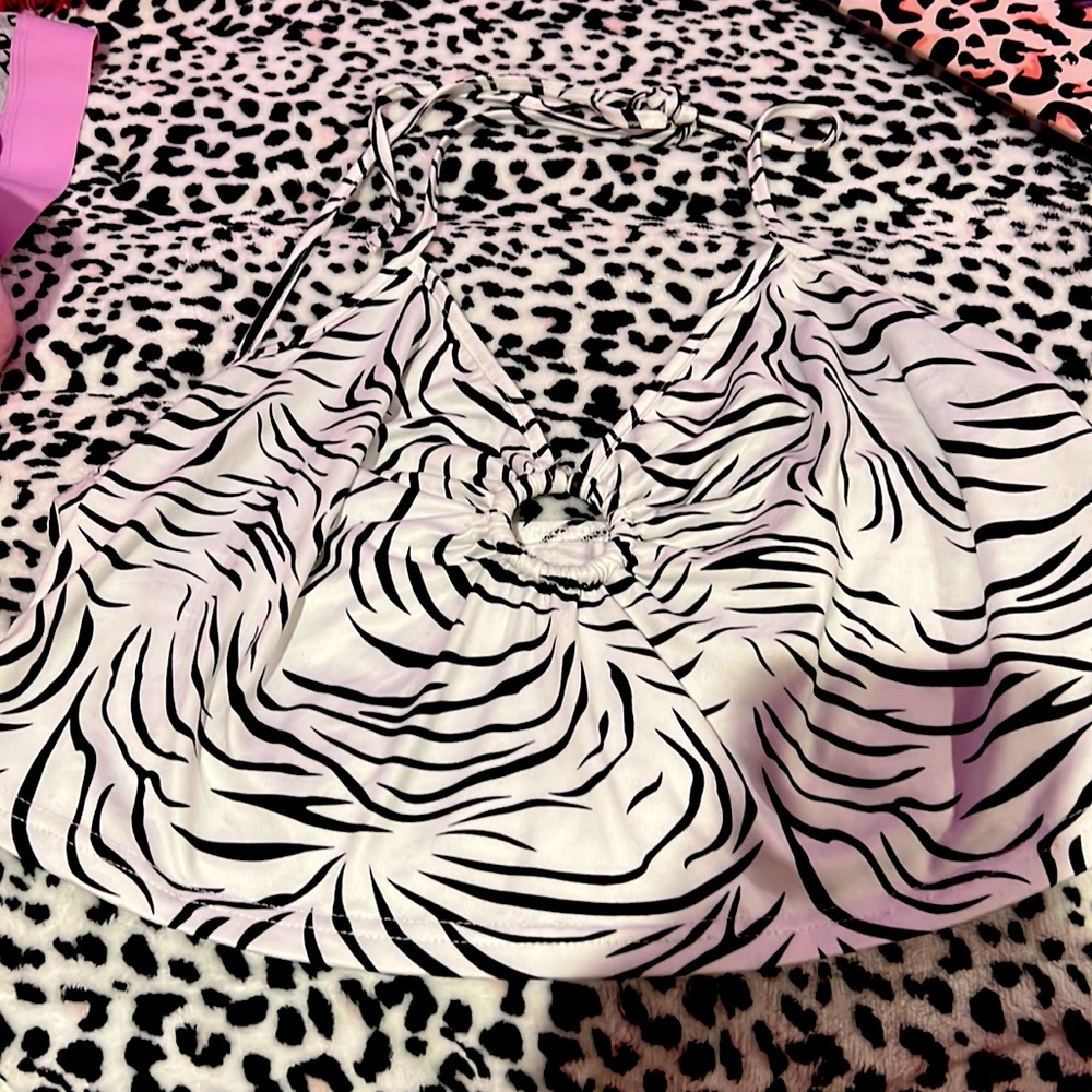 shein zebra print womens plus size halter top